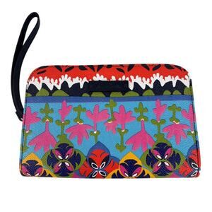 Vera Bradley Wristlet Wallet Rio Stripe  Zip Around Multi Color Vinyl